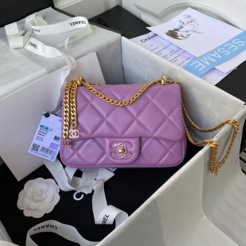 Chanel KLEINE Lamsvacht FLAP BAG AS1792 paars
