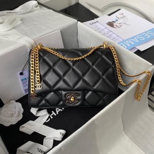 Chanel KLEINE Lamsvacht FLAP BAG AS1793 ZWART