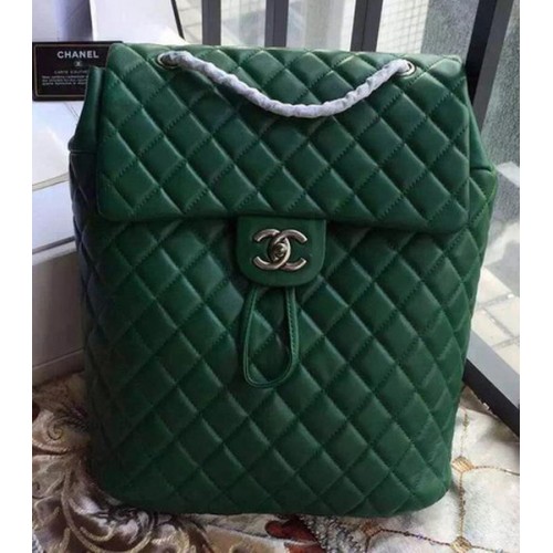 Chanel Schapenvacht Leren Rugzak A91121 Groen