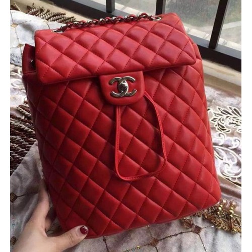 Chanel Schapenvacht Leren Rugzak A91121 Rood