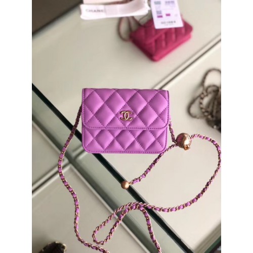 Chanel Schapenvacht Originele Leren Zak P0146 Lavendel