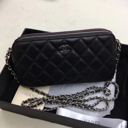 Chanel Schoudertas Zwart Schapenleer CHA6845 Zilver
