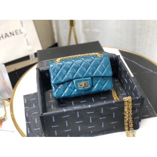 Chanel Schoudertas Origineel Leer Blauw AS0874 Goud