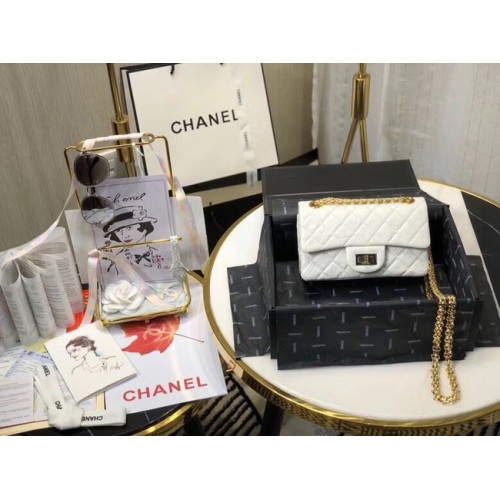 Chanel Schoudertas Origineel Leer Wit AS0874 Goud