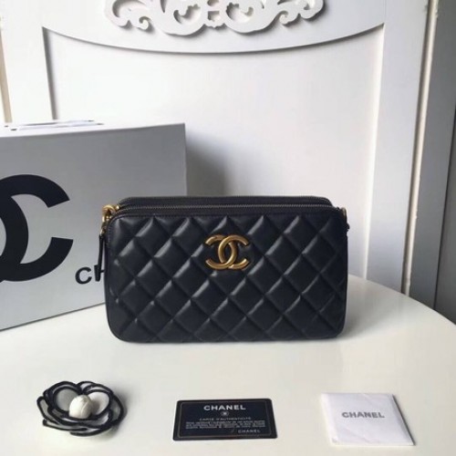Chanel Schoudertas Origineel Schapenleer A66269 Zwart