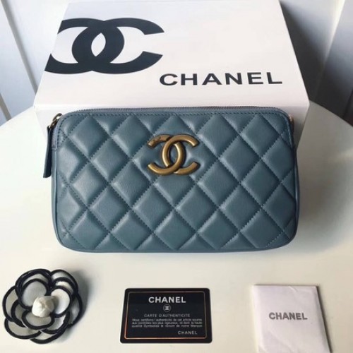 Chanel Schoudertas Origineel Schapenleer A66270 Hemelsblauw
