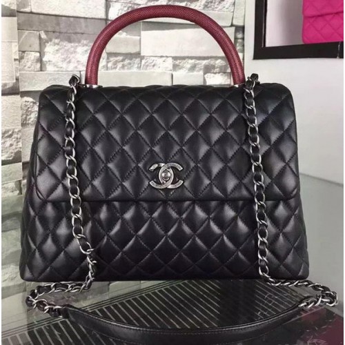 Chanel schoudertas origineel kalfsleer A7778 zwart