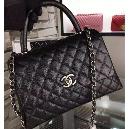 Chanel schoudertas origineel kaviaarleer A7779 zwart