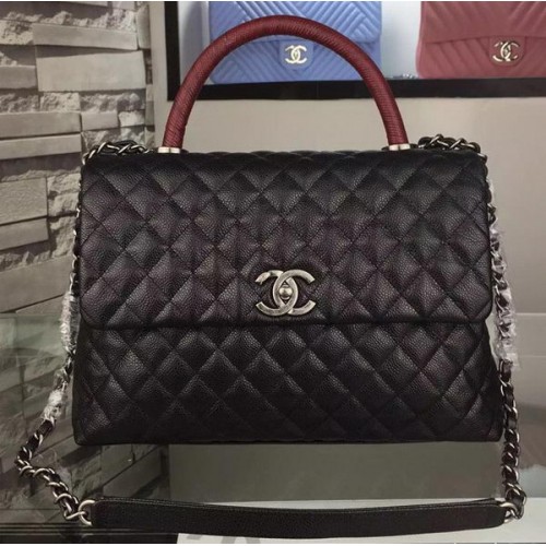 Chanel schoudertas origineel kaviaarleer A7781 zwart