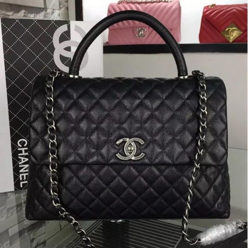Chanel schoudertas origineel kaviaarleer A7782 zwart