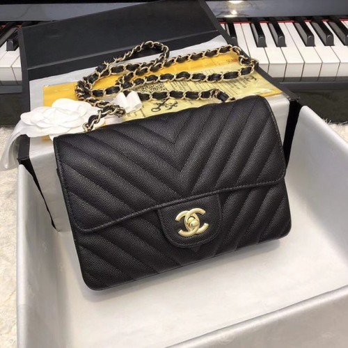 Chanel Small Classic handtas generfd kalfsleer goudkleurig metaal A69900 zwart