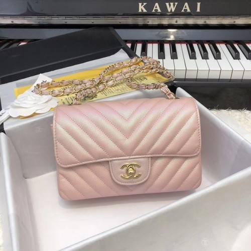 Chanel Small Classic handtas generfd kalfsleer goudkleurig metaal A69900 roze