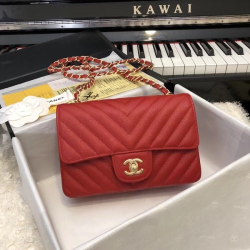 Chanel Small Classic handtas generfd kalfsleer goudkleurig metaal A69900 rood