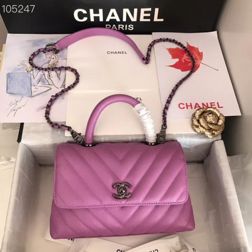Chanel Kleine Flap Bag Top Handvat V92990 Paarsachtig