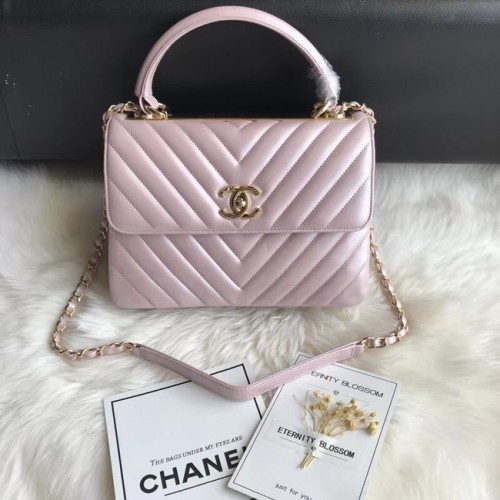 Chanel Kleine Flap Bag met Top Handvat A92236 Roze