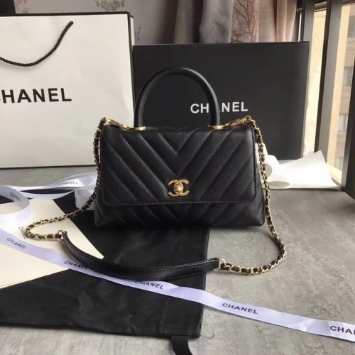 Chanel Kleine Flap Bag met Top Handvat A92990 zwart