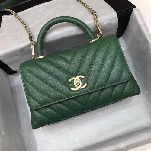 Chanel Small Flap Bag met Top Handle A92990 groen