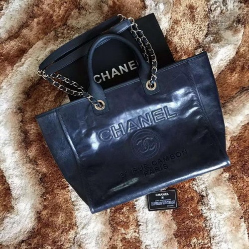 Chanel Tote Boodschappentas Origineel Leer A68046 Blauw