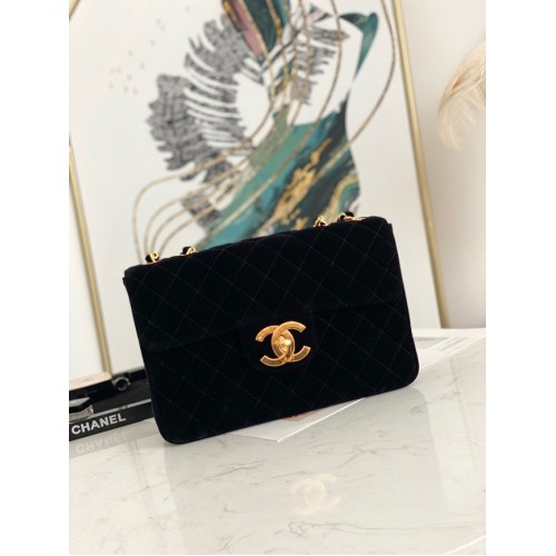 Chanel Fluwelen FLAP BAG AS8825 zwart