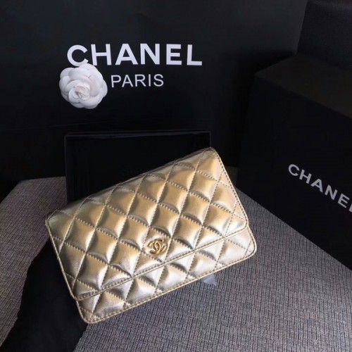Chanel WOC Flap Bag Origineel Schapenleer 33814A Glod