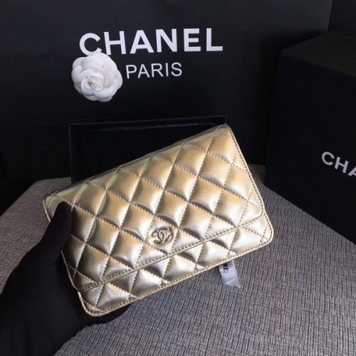 Chanel WOC Flap Bag Origineel Schapenleer 33814A Zilver