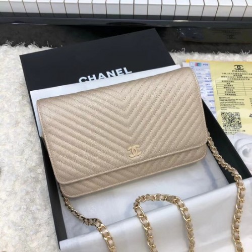 Chanel WOC Original Caviar Leather Flap schoudertas E33814 goud