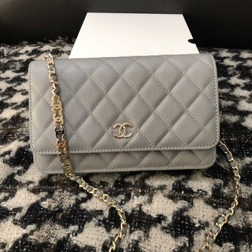 Chanel WOC Original Caviar Leather Flap schoudertas CC33815 grijs