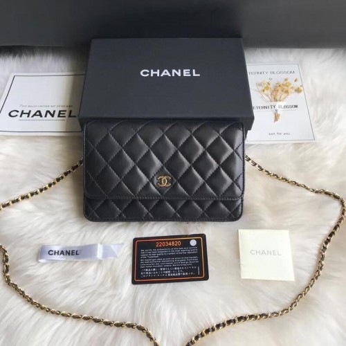 Chanel WOC mini Flap Bag Cannage Patroon A33816C Zwart