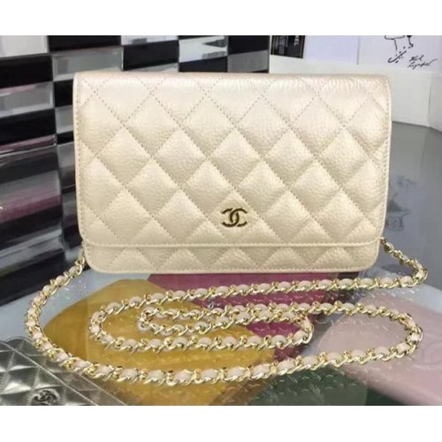 Chanel WOC mini flap bag hertenleer A5375 abrikoos