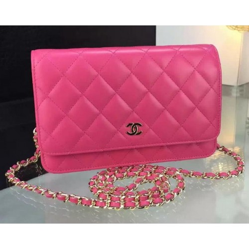 Chanel WOC mini Flap Bag Rose Schapenvacht A5373 Goud