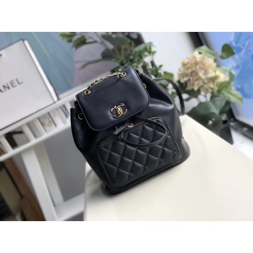 Chanel rugzak generfd kalfsleer goudkleurig metaal A57571 zwart