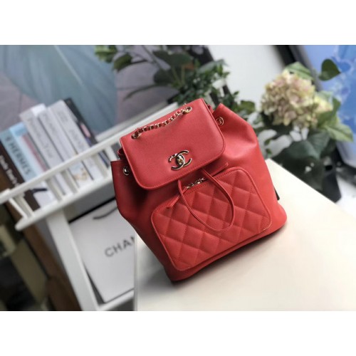 Chanel rugzak generfd kalfsleer goudkleurig metaal A57571 rood