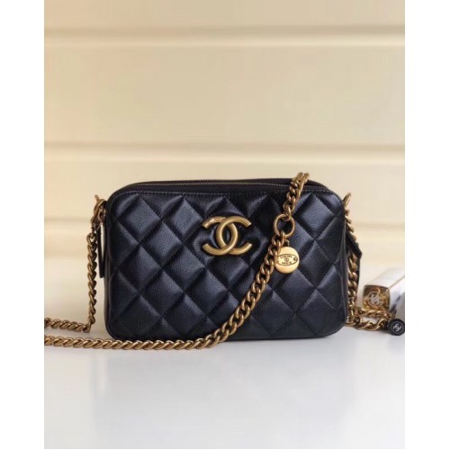 Chanel klassieke clutch met ketting A94105 zwart