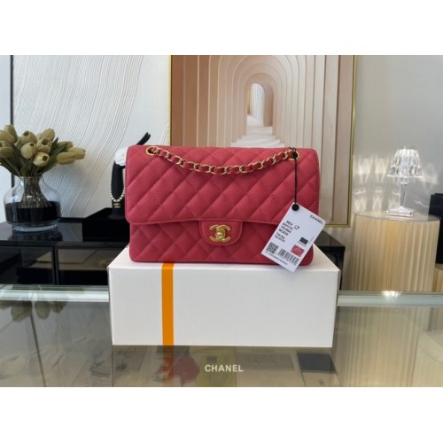 Chanel klassieke handtas Grained Calfskin&gold Metal 01112 rood