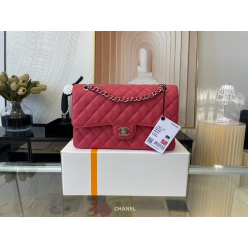 Chanel klassieke handtas Grained Calfskin&silver Metal 01112 rood
