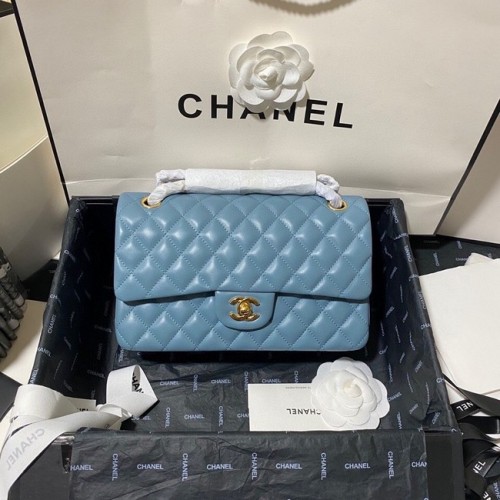 Chanel klassieke handtas Lambskin&gold Metal 01112 blauw