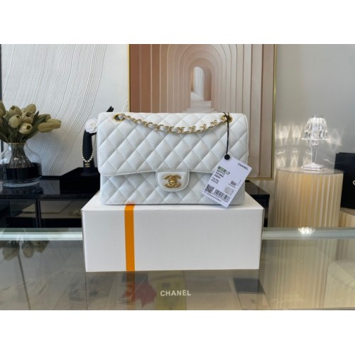 Chanel klassieke handtas Lambskin&gold Metal 01112 wit