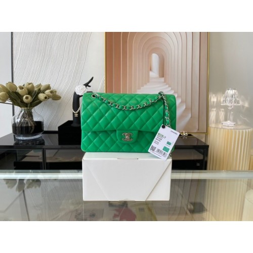 Chanel klassieke handtas Lambskin&silver Metal 01112 groen