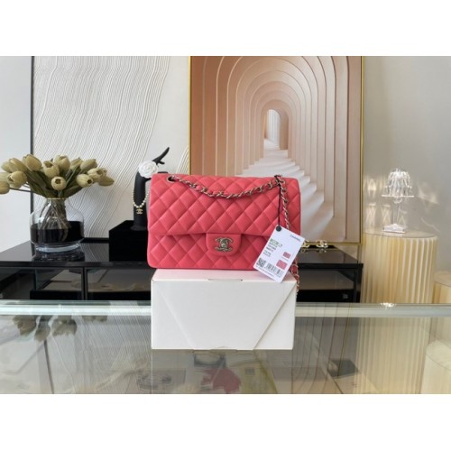 Chanel classic handtas Lambskin&silver Metal 01112 roze