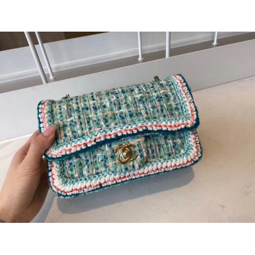 Chanel klassieke handtas Tweed goudkleurig metaal A01116-4