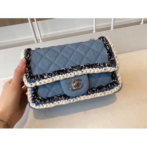 Chanel klassieke handtas Tweed zilverkleurig metaal A01116-3