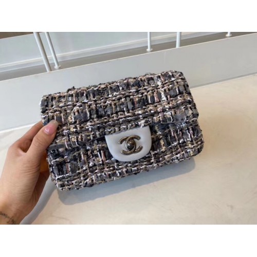 Chanel klassieke handtas Tweed zilverkleurig metaal A01116-5