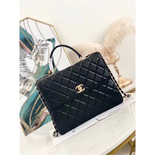 Chanel coco flap bag met handvat bovenaan A92237 zwart