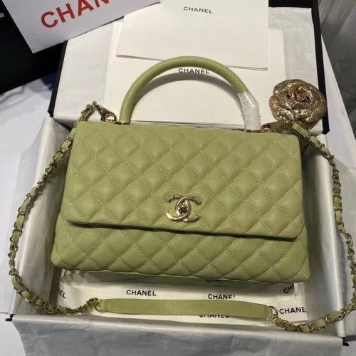 Chanel coco flap tas met handvat aan de bovenkant A92991 Avocado Groen