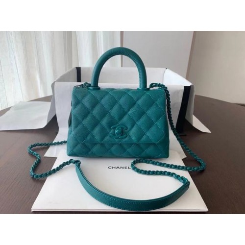 Chanel coco mini flap bag met handvat aan de bovenkant AS2215 groen