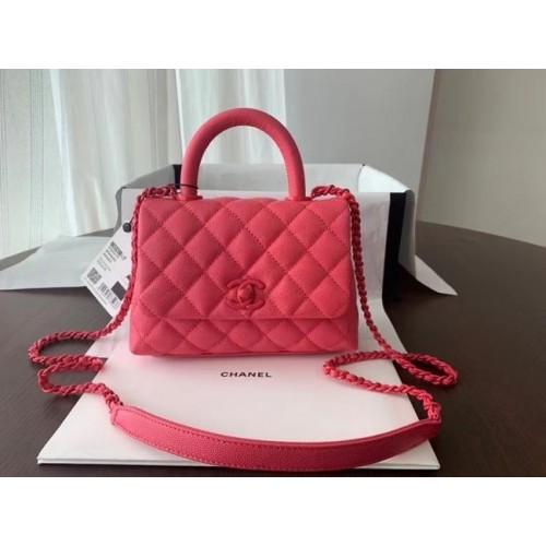 Chanel coco mini flap bag met handvat aan de bovenkant AS2215 roze