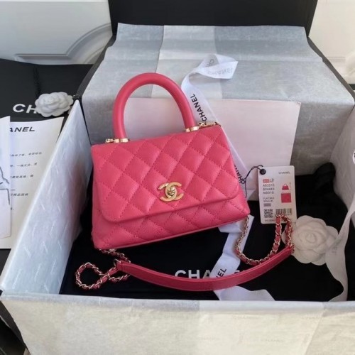 Chanel coco mini flap bag met handvat aan de bovenkant AS2215 roze