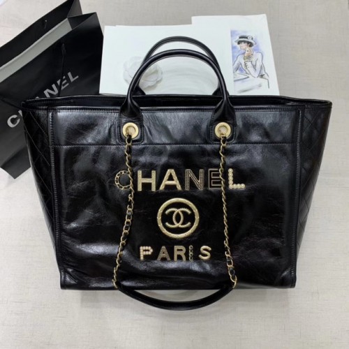 Chanel koeienhuid Tote boodschappentas A66942 zwart