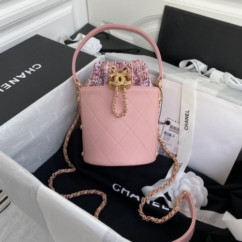 Chanel schoudertas Lambskin Gold Metal AS6695 roze