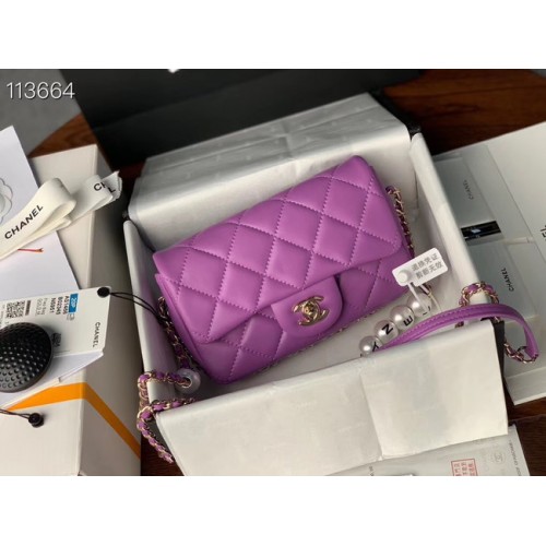 Chanel flap Imitation Pearls tas AS1436 Lavendel